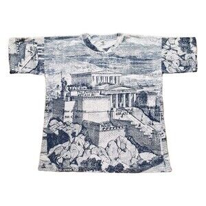 Vintage 90s Thrashed Athens Greece Sz L(FITS Medium) Mens All Over Print T-Shirt